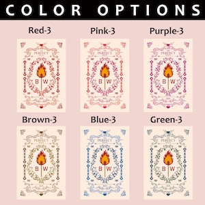 May include: A collection of six rectangular designs, each featuring a central flame within a decorative frame. The designs are in various colors: red, pink, purple, brown, blue, and green. The text "COLOR OPTIONS" is at the top.