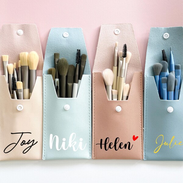 Personalized Travel Makeup Brushes BagBridesmaid Gift Wedding Bridal Shower Favors BacheloretteParty Gift for Her