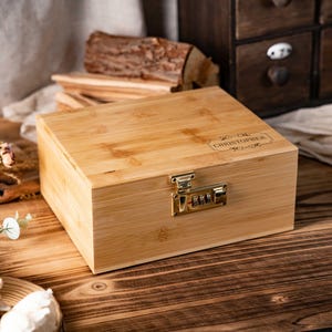 Personalized Bamboo Stash Box with Rolling Tray & Combo Lock