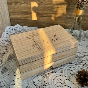 Boîte à bijoux en bois gravée personnalisée avec tiroirs Organiseur de bijoux à double tiroir Cadeaux pour maman Boîte de collection de bijoux pour femme avec miroir