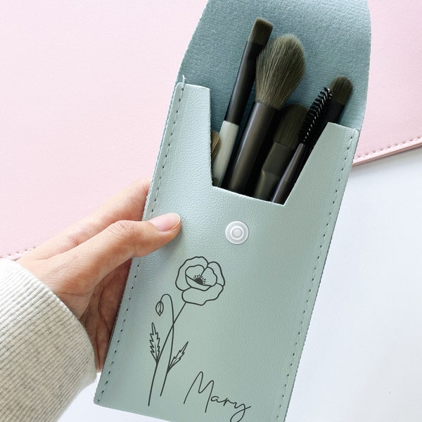 Floral Personalized Travel Makeup Brushes BagBridesmaid Gift Wedding Bridal Shower Favors BacheloretteParty Gift for Her