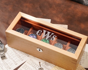 Personalisierte Uhrenbox mit Schloss und Schlüssel, Uhrenbox mit Gravur, Uhrenbox für Männer, individuelle Uhrenaufbewahrung, Jubiläumsgeschenk für Ehemann