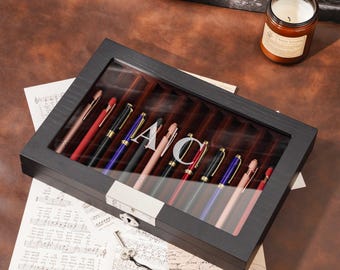 Niestandardowy drewniany organizer na długopisy, drewniany uchwyt na długopisy, organizer na 12 długopisów, prezent na rocznicę dla niego