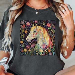 comfort colors horse shirt, Western Graphic Tee, Cowgirl Tshirt, Horse Girl T Shirt, Ranch Girl Tee, Rodeo tee, wildflower tee, botanical