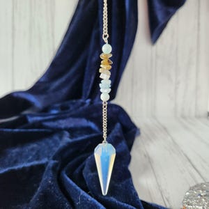 Opalite Pendulum with Silver Tone Accents: Divination, Energy Clearing Tool