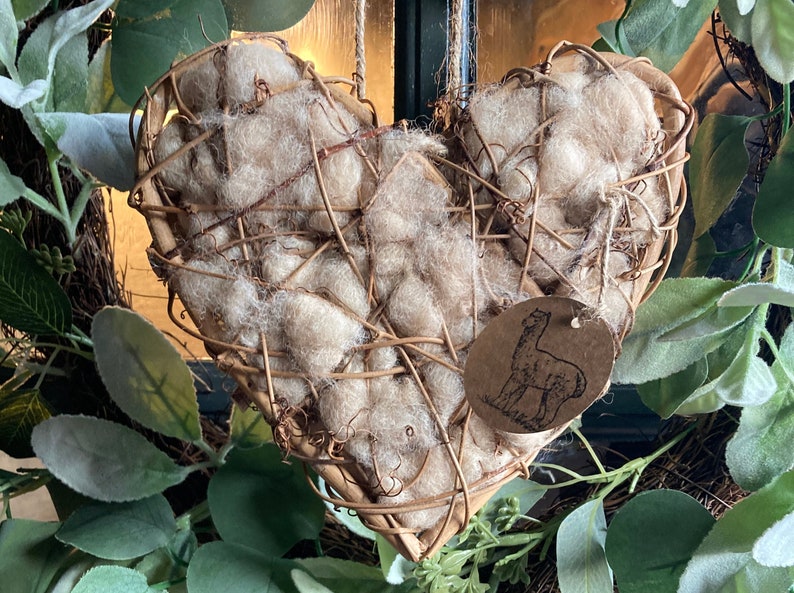 Heart filled with Alpaca Fiber for bird nesting- bird lovers gift image 1