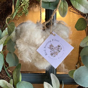 Heart filled with Alpaca Fiber for bird nesting- bird lovers gift image 2