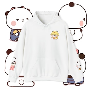 Boba Tea Versión Bubu - Sudadera con capucha para parejas / Oso panda / Bubu y Dudu / Sudadera con capucha para parejas / Sudadera unisex kawaii Sudadera con capucha de dibujos animados Regalo para parejas