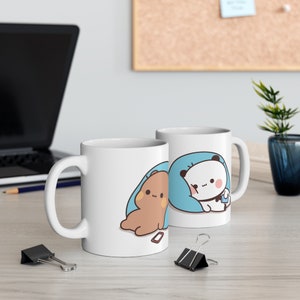 Inicio Potate Bubu y Dudu - Taza de café de 11 oz / Oso panda / Bubu y Dudu / Regalo de parejas especializado con gráfico de dibujos animados kawaii unisex