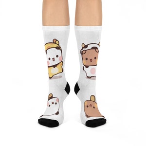 Bubu & Dudu - Chaussettes rembourrées | Ours panda | Bubu et Dudu | Cadeau de couple spécialisé graphique de dessin animé Kawaii unisexe