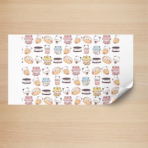 Cute Bubu Wallpaper - Digital Print | Food Bubu and Dudu | Panda Bear | Couples Gift Idea | Art Bathroom Decor Poster Bathroom House Warming