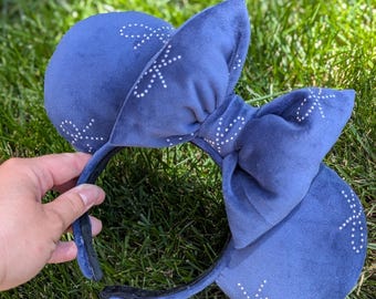 Blue Sparkle Bow Mouse Ears