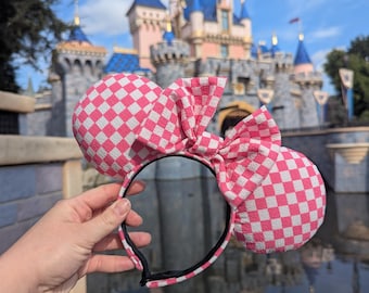 Disney Parks Pirates of The Caribbean Striped Feather Minnie Ears Headband Pink Disney Cruise Line Pirate Ears – Minnie Ear Collectors main image 3