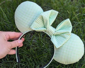 Mint Green Gingham Mouse Ears