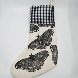 Moth Block Print on Stocking