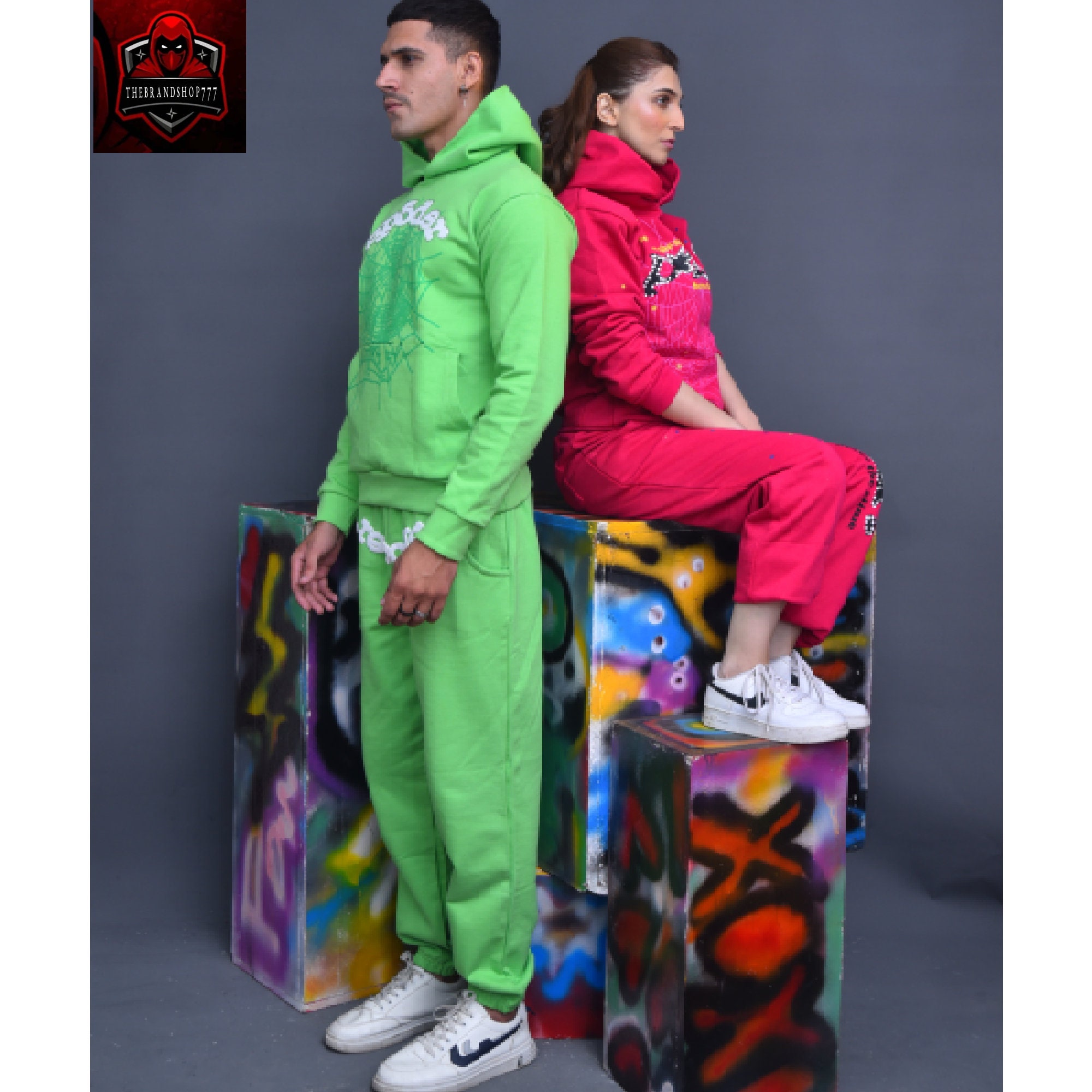 New Beautiful Couples Tracksuits Set Green & Pink Etsy