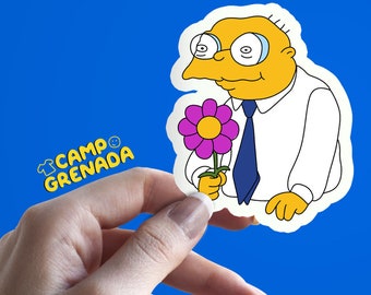 Gay for Moleman | Hans Moleman Flower Sticker | The Simpsons Kiss-cut sticker