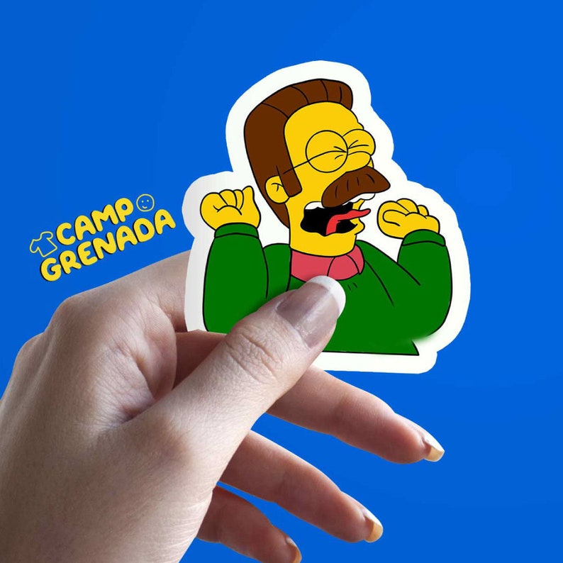 Screaming Flanders Sticker Ned Flanders Simpson Sticker The Simpsons Kiss-cut sticker image 1