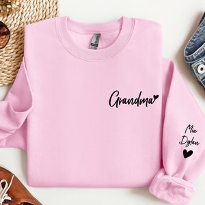 Personalized Grandma Sweatshirt with Grandkids Names, Custom Sweater for Grandma, Mother's Day Gift, Nana Sweatshirt, Grandma Gift Light Pink