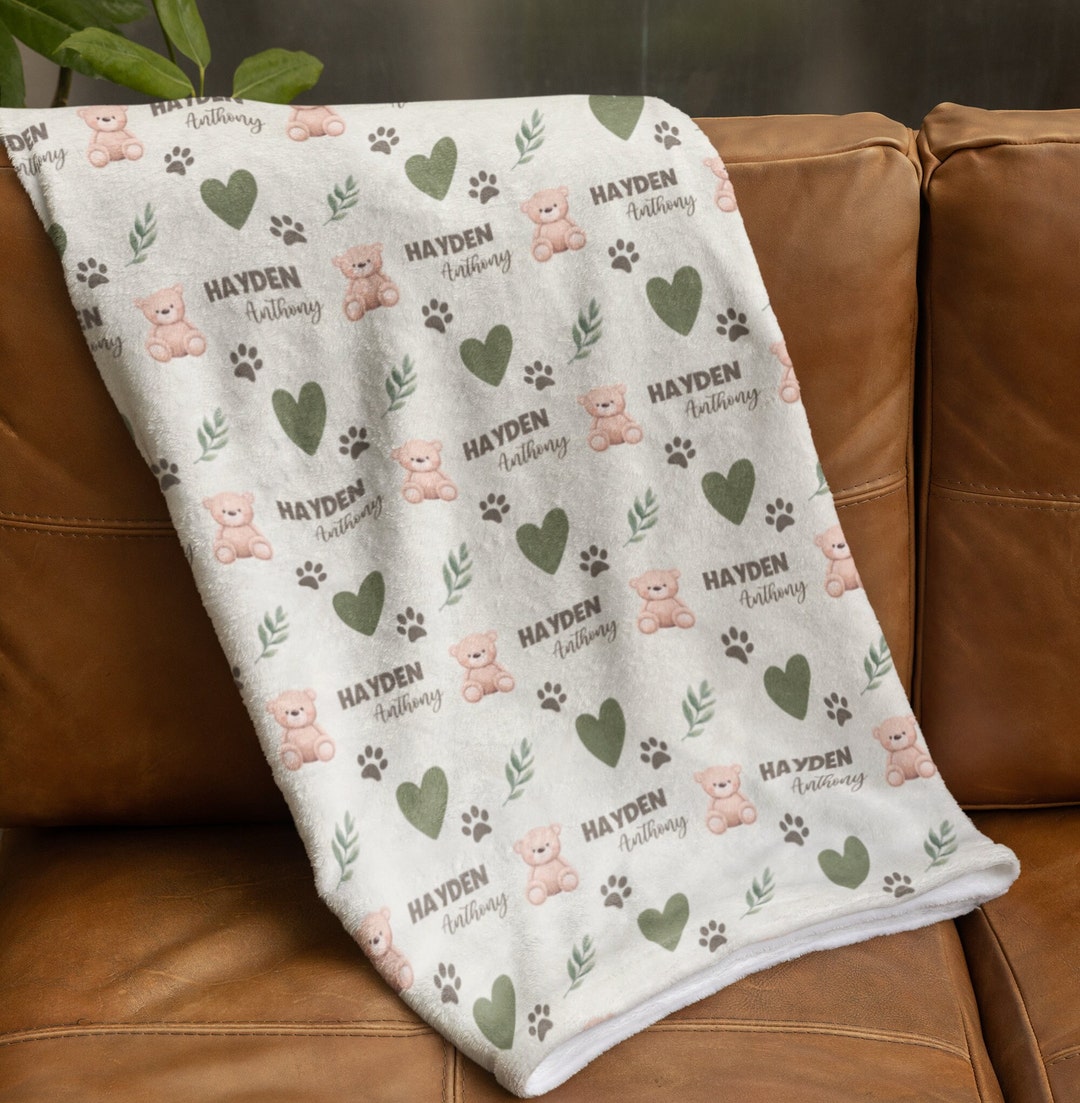 Woodland Baby Boy Blanket with Newborn Hospital Beanie