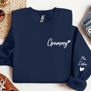 Personalized Grandma Sweatshirt with Grandkids Names, Custom Sweater for Grandma, Mother's Day Gift, Nana Sweatshirt, Grandma Gift Navy