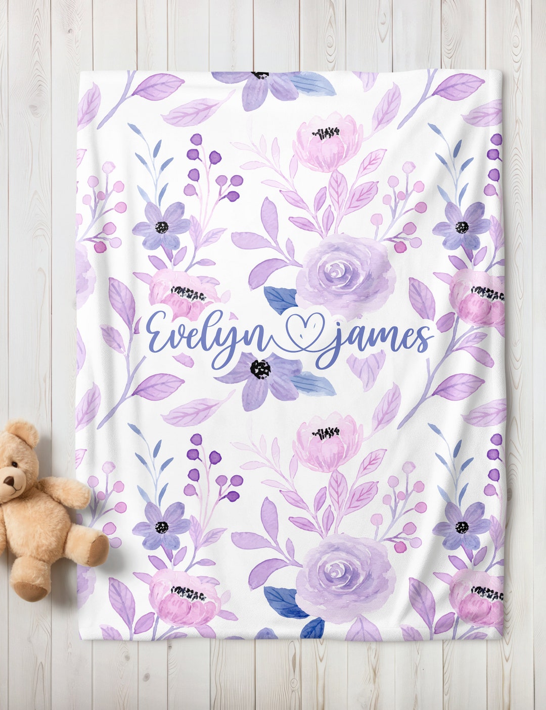 Personalized Baby Blanket With Name - Arrow Bear Plaid Fleece 30x40 Inch