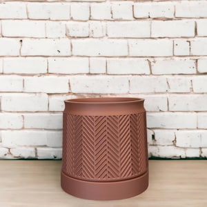 Chevron Planter in Farmhouse Pink