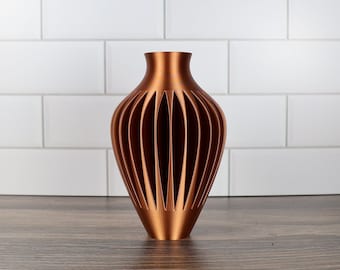 Modern Wave Vase in Copper