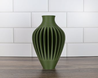 Modern Wave Vase in Army Green
