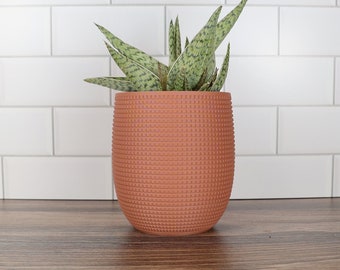 The Grid Planter with Hidden Removable Drip Tray in Farmhouse Pink