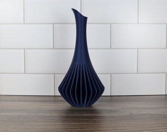 Mid Century Wave Vase in Blau