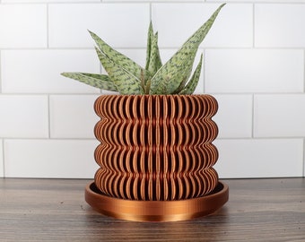 The Clifton Planter with Drip Tray in Copper