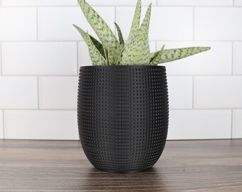 Jardinière Grid avec égouttoir amovible caché en noir