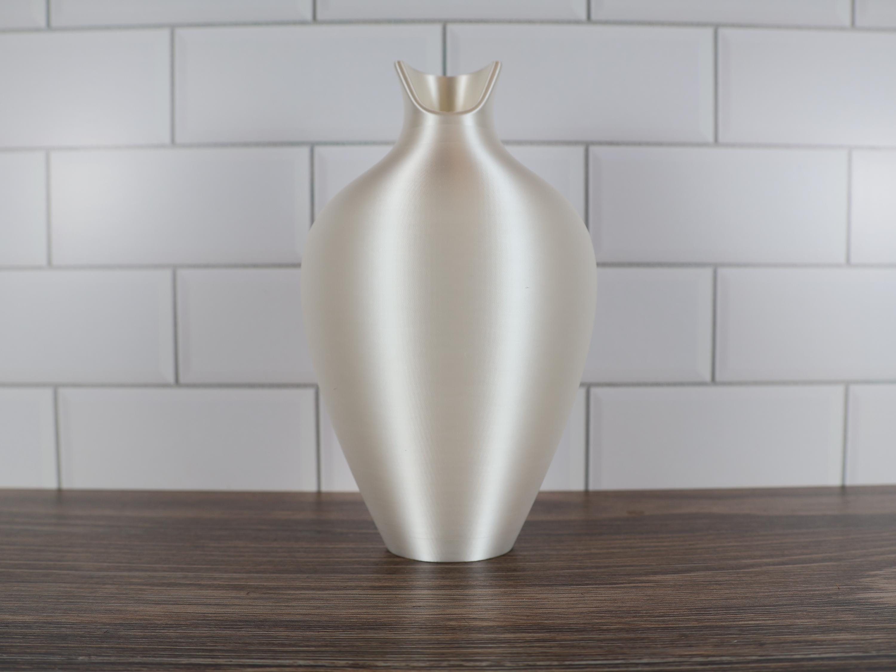 Modern Vase No. 3 in White Silk