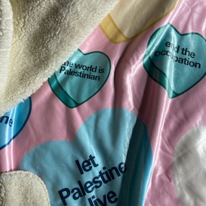 Palestine Blanket Fleece Sherpa Cozy Activism Decor, Love for Free Palestine, Gift for Advocates, Human Rights Support