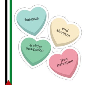Palestine Sticker Pro-Palestine Love Hearts Decal - Free Palestine & End Zionism