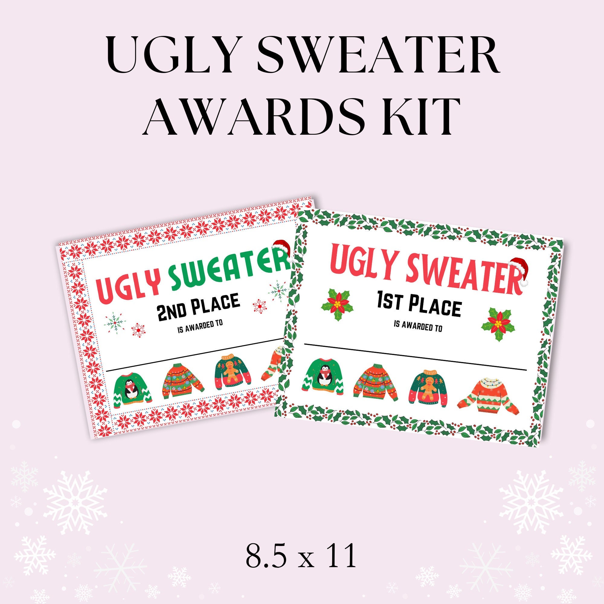 Ugly Sweater Awards Kit, Ugly Sweater Office Party, Ugly Sweater Voting