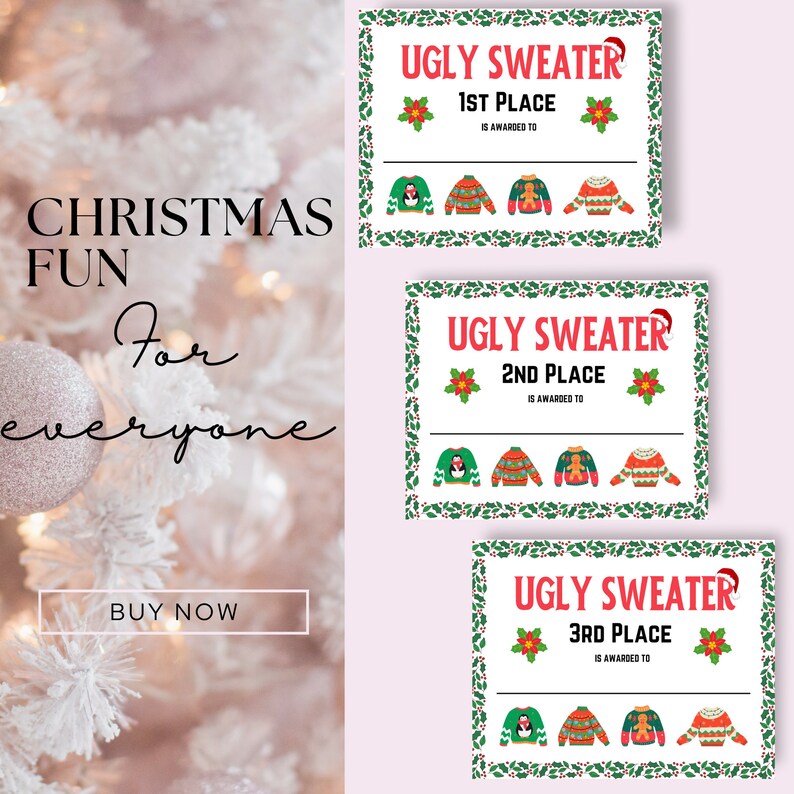 Ugly Sweater Awards Kit, Ugly Sweater Office Party, Ugly Sweater Voting