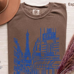 Paris Eiffel Tower T Shirt, Unisex Garment-Dyed Tee for France Vacation, French Travel Shirt, Parisian Graphic Top, Paris Lover Gift