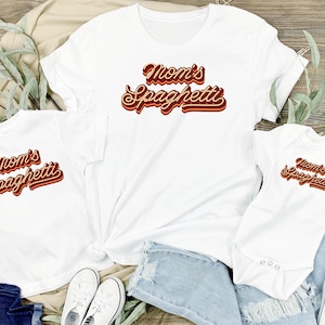 Mom&#39;s Spaghetti T-Shirt, Family Foodie Shirt, Italian Dinner Shirt, Pasta Lover Gift, Pasta Mom Tee, Pasta Baby Bodysuit, Italian Food Fan