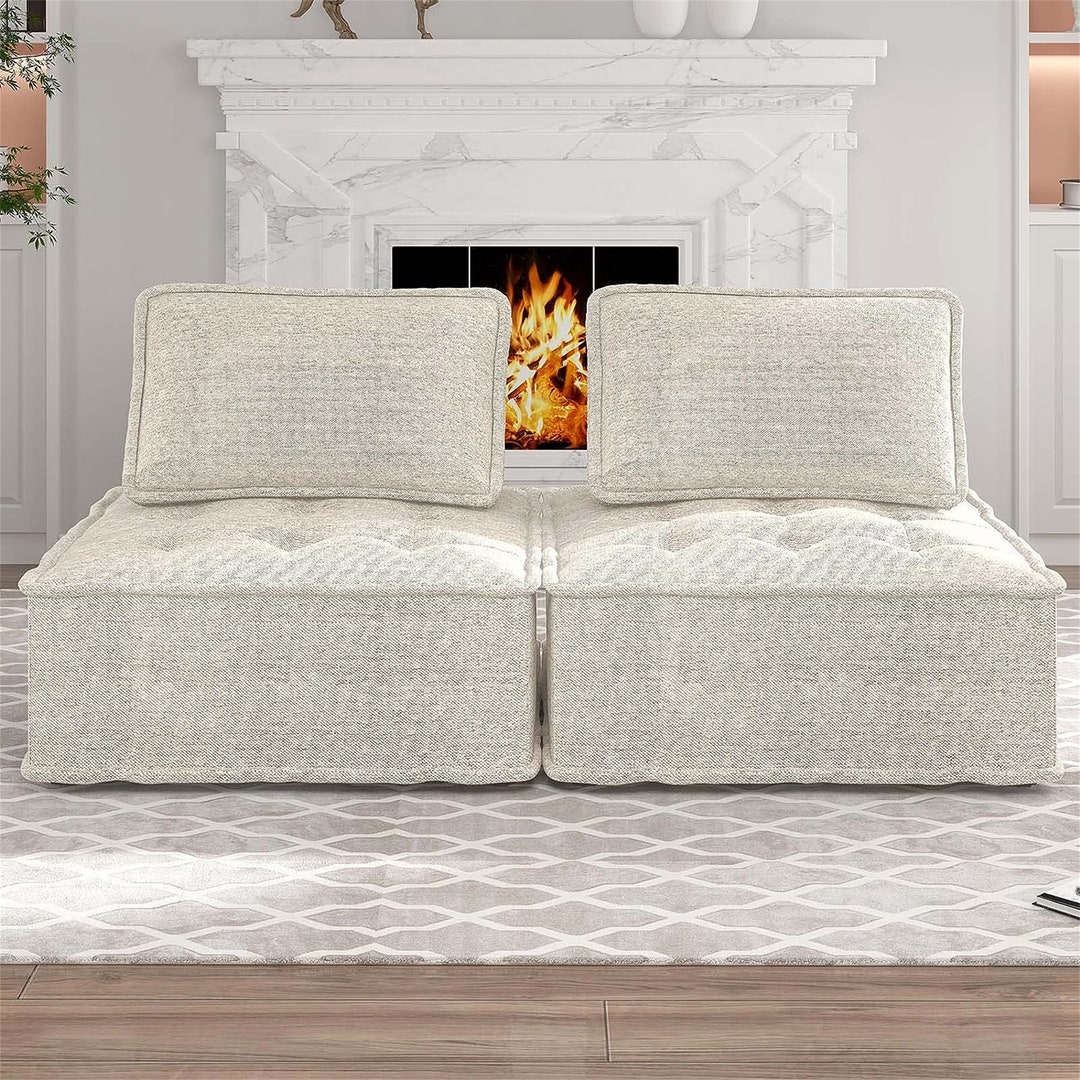 Small Assembly Armless Floor Sofa With Upholstered Removable Etsy