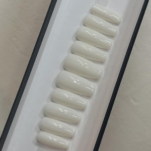 Hand Painted Press On Nails, Milky White Nails, Pearl White Nails, Summer Nails, Glue On Gel Nails