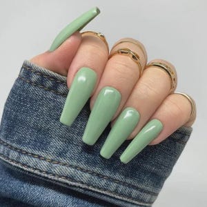 Sage -Green Nails, Press On Nails, Glue On Nails, Press Ons, Green, Nails, Gloss or Matte Nails