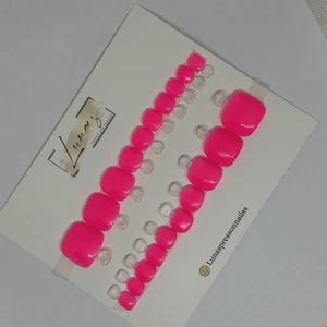 Neon Pink Press On Toenails – Glossy Summer Toe Nails – DIY Pedicure – Bright Pink Toenails – Vacation Ready Nail Set