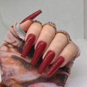 Press On Nails, Red Jelly Nails, Glue On Nails, Press on Nail Set