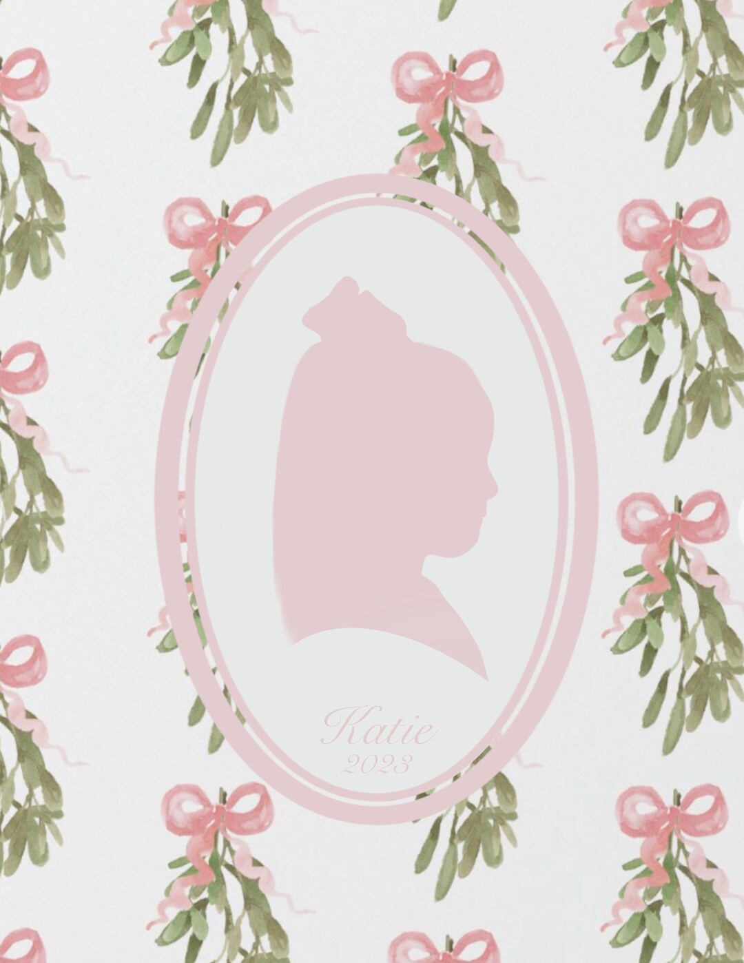 Custom Silhouette Portrait Mistletoe and Bow - Etsy