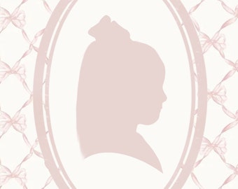 Custom Silhouette Portrait Pink Bow