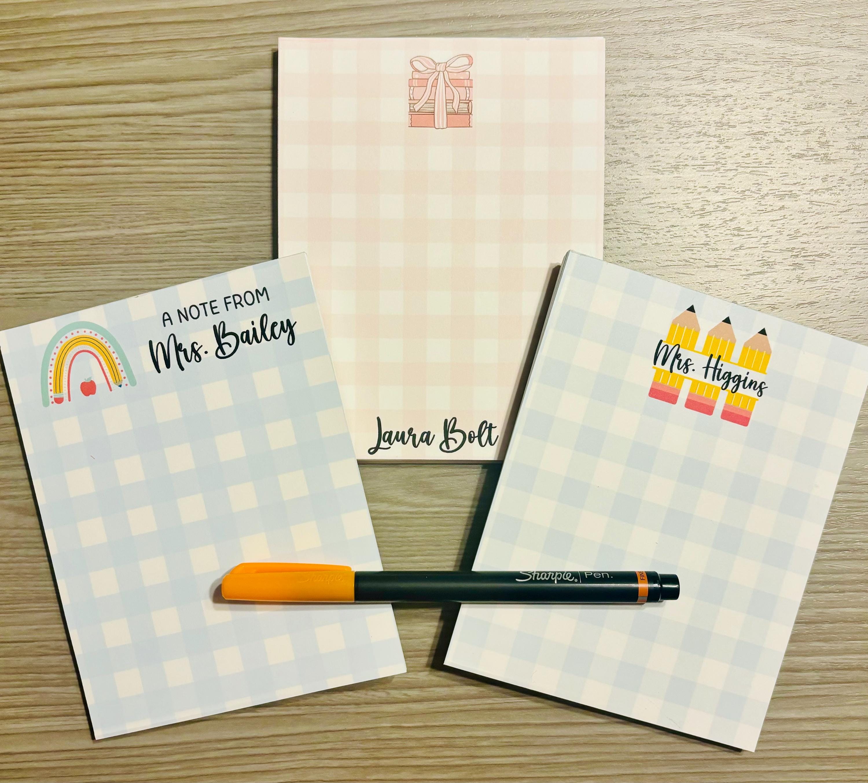 Personalized Gingham Notepad | Custom Teacher Notepad | Custom ...