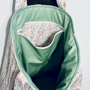 Extra Large Floral Quilted Tote | Coquette Tote Bag | Gift For Her | Cotton Travel Bag | Bow Tie Tote Bag image 6