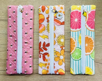Handmade Slim Quilted Pencil Pouch | Teacher Gift